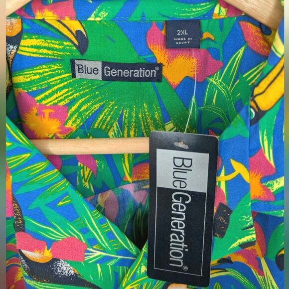 NEW Blue Generation Hawaiian Shirt Toucans 2XL - Picture 3 of 8